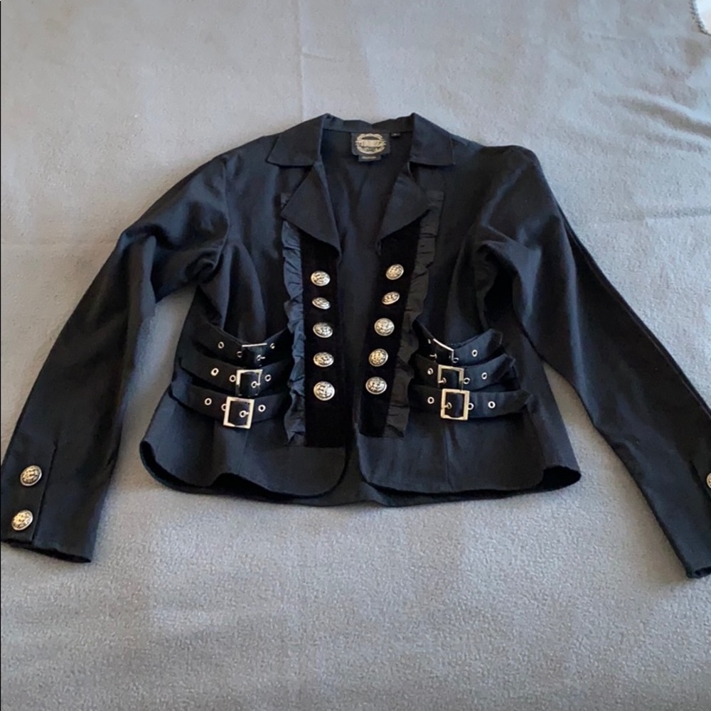 Cotton and velvet strip blazer